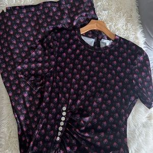 Derek Lam 10 Crosby Ruched printed velvet midi dress Size 8